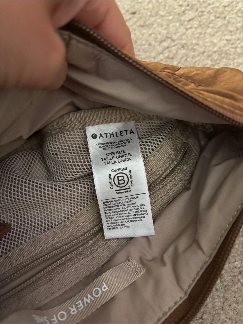 Athleta Quilted Crescent Crossbody in Rust Brown
